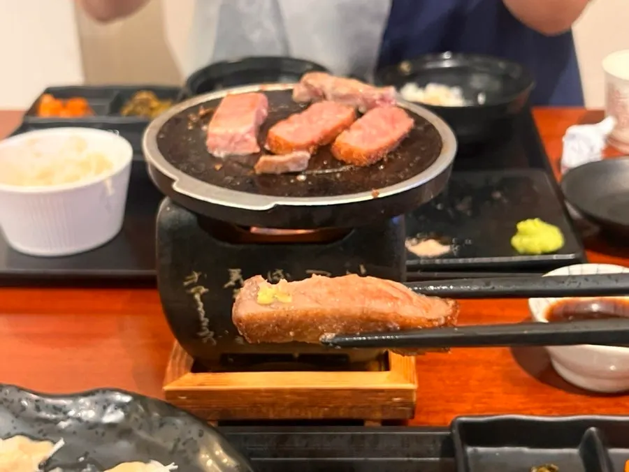 Grilled gyukatsu eaten with rice