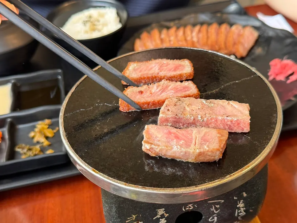 Gyukatsu cooked well-done with a crispy exterior