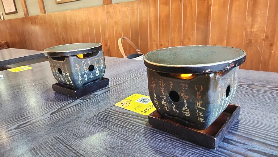 Personal mini brazier set up on the table