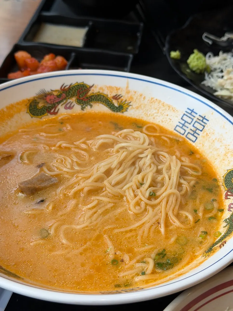 A bowl of spicy karai ramen