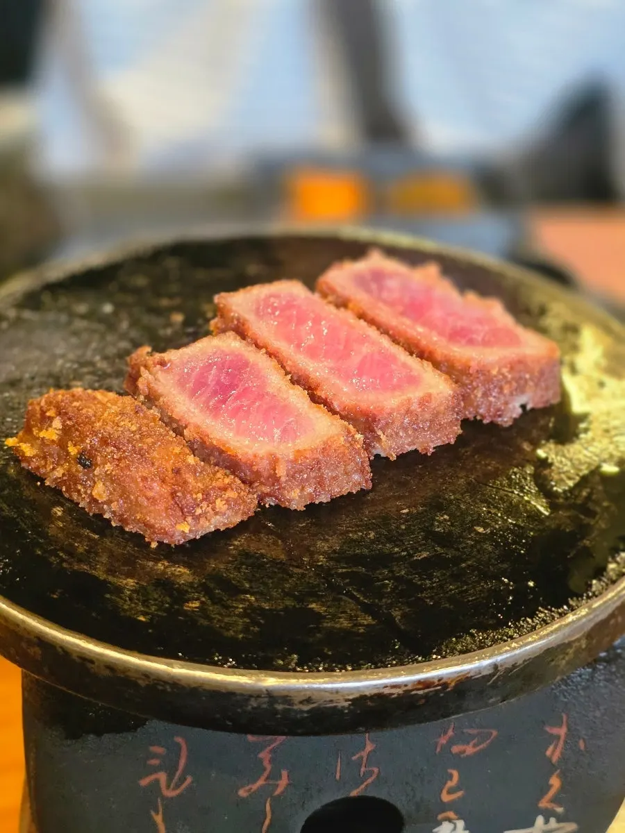 Sirloin gyukatsu grilling on the mini grill