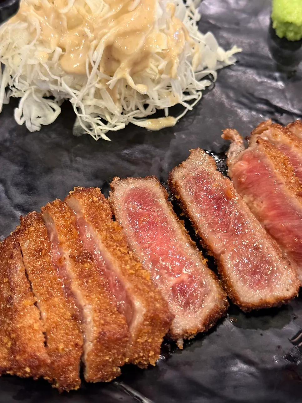 Gyukatsu set served with a personal tabletop stove