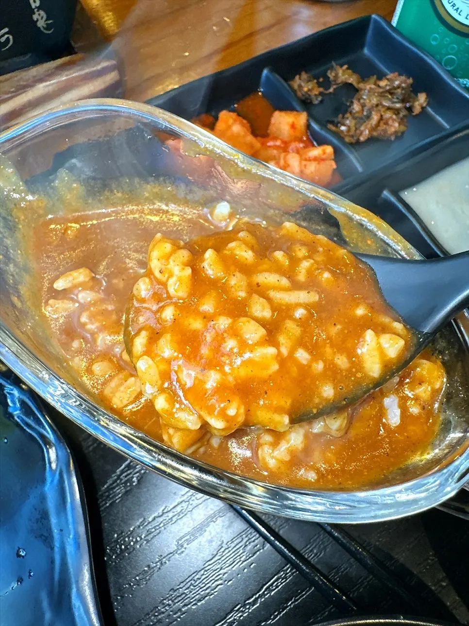 Close-up of curry mixed into rice
