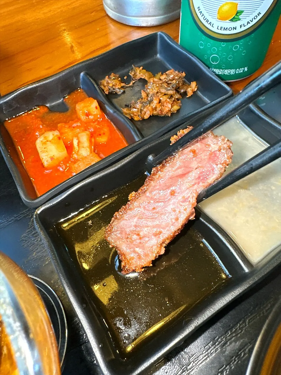 Gyukatsu cooking on the grill