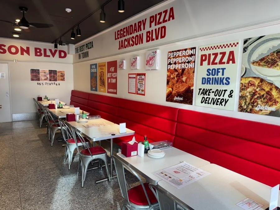 Interior of Jackson Pizza Wirye Branch with red design