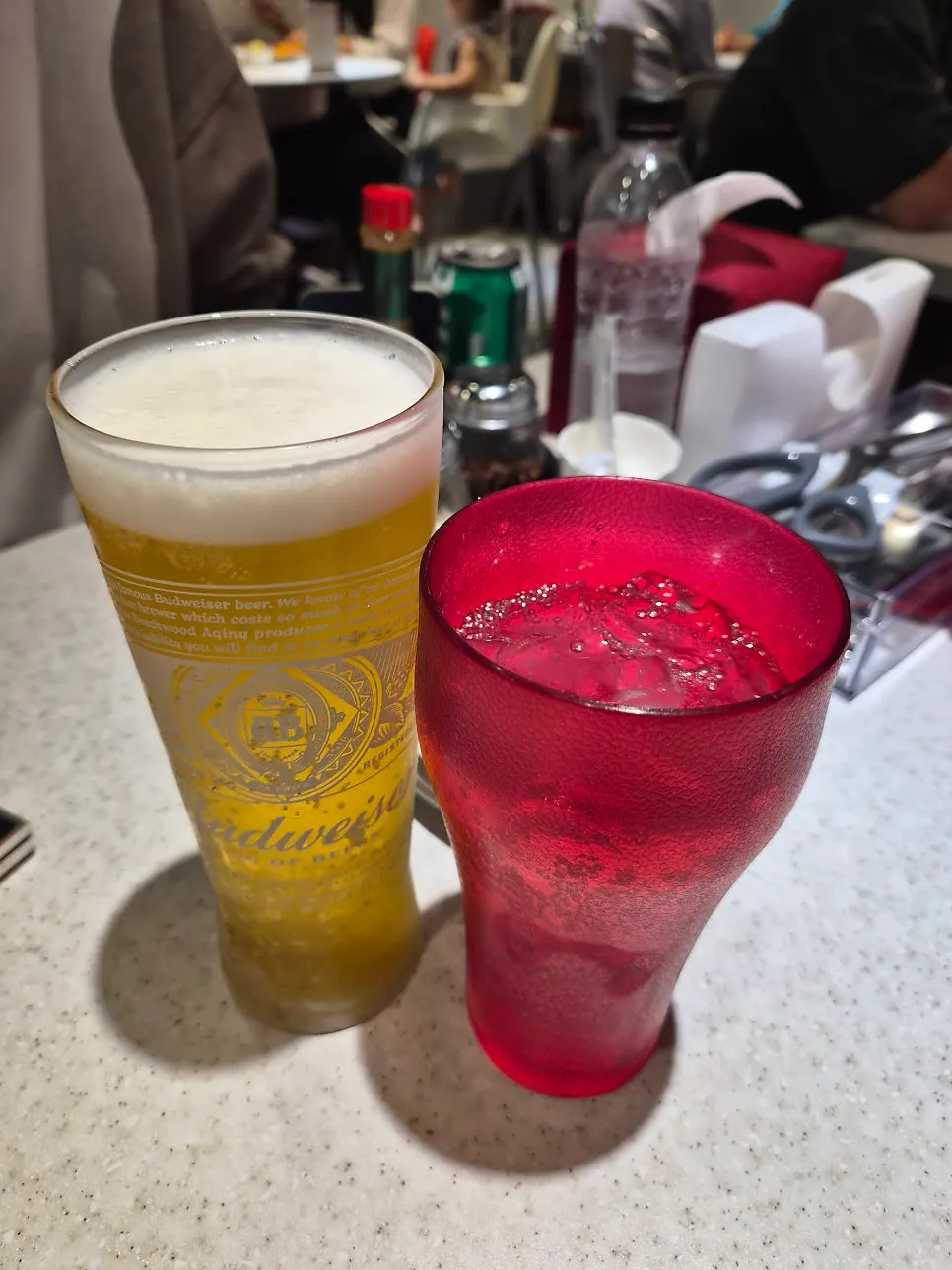 Draft beer ordered alongside the pizza