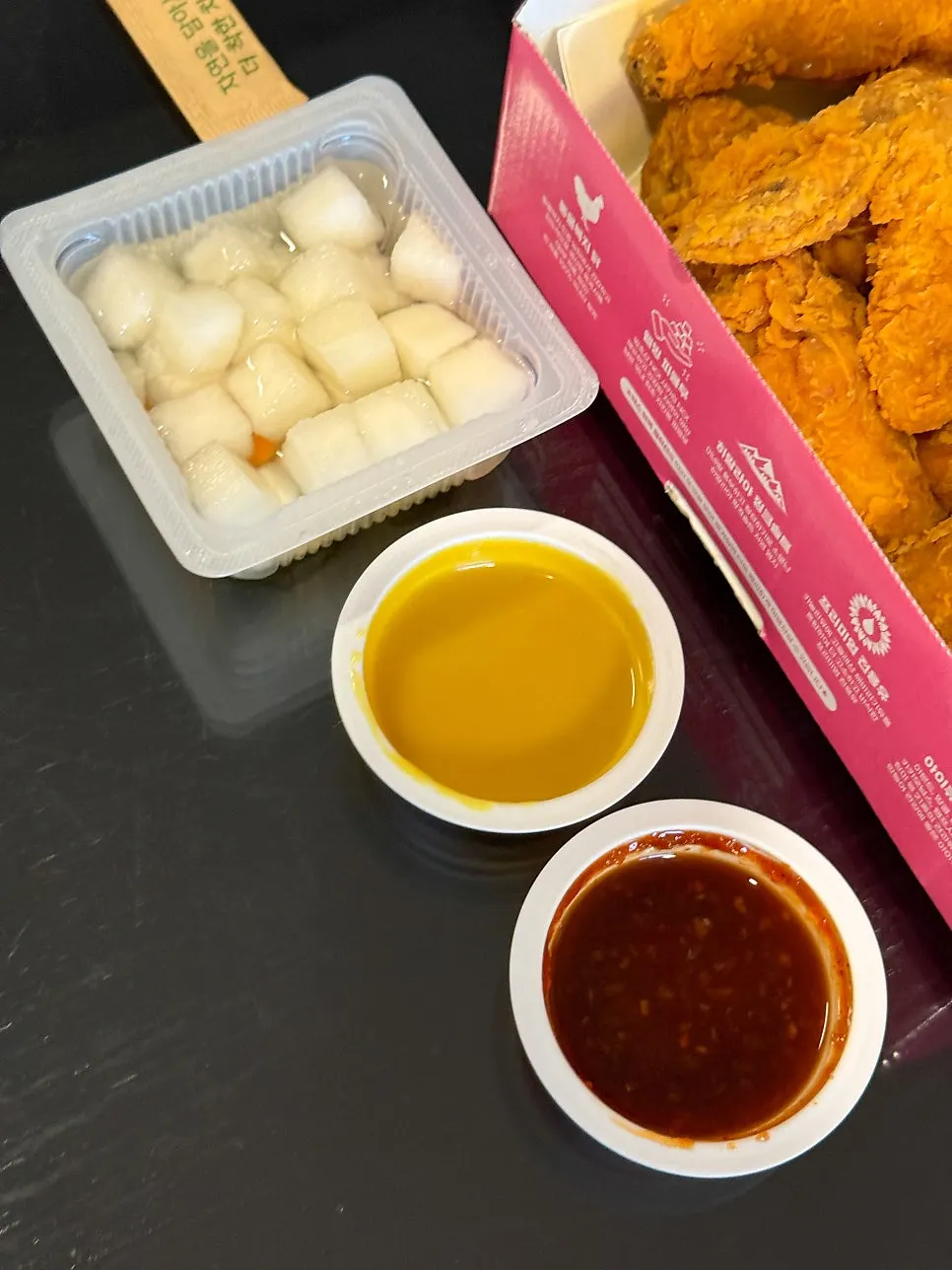 Cross-section of the crispy fried chicken