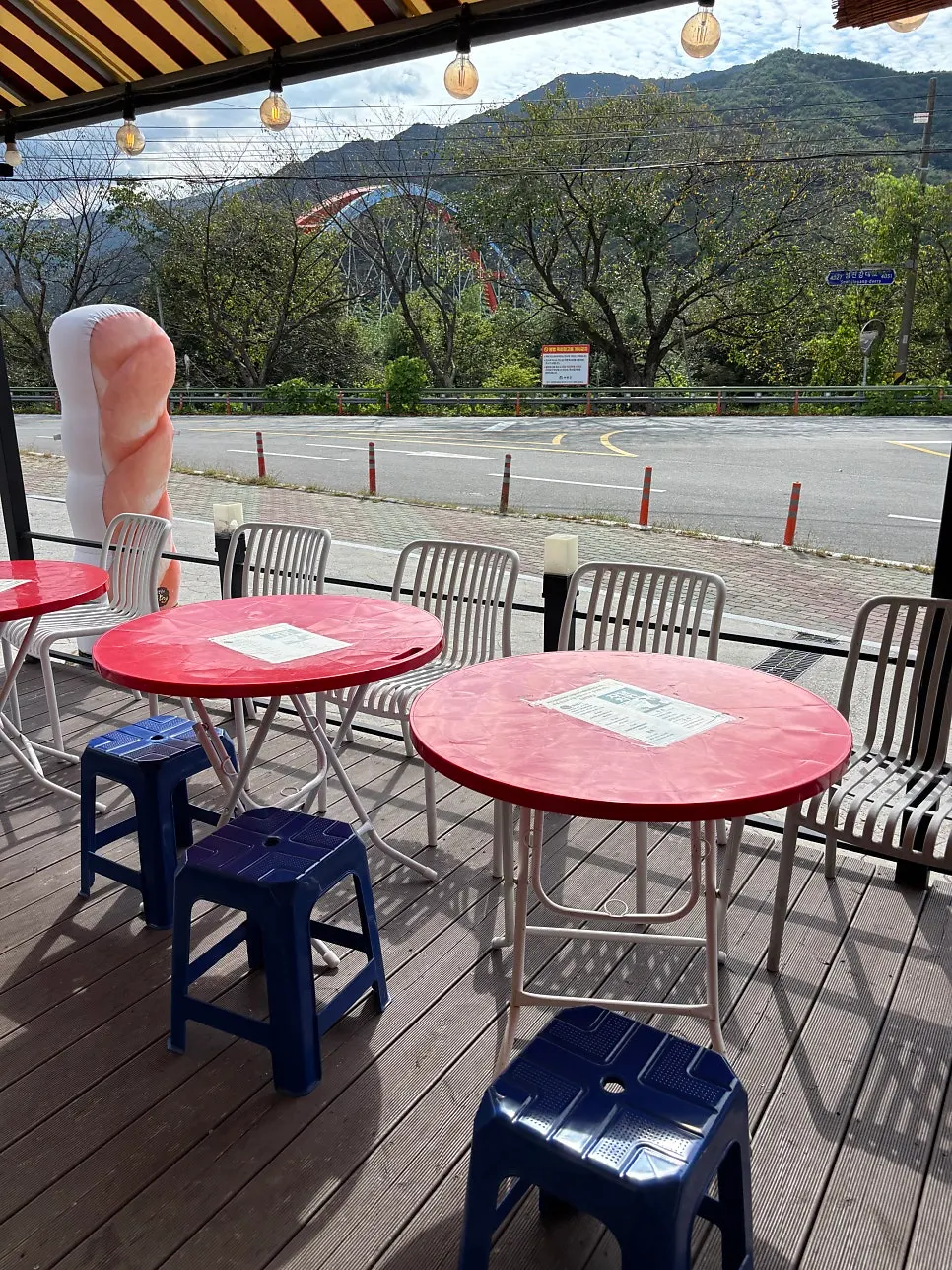 Display of kkwabaegi and other snacks sold at the store