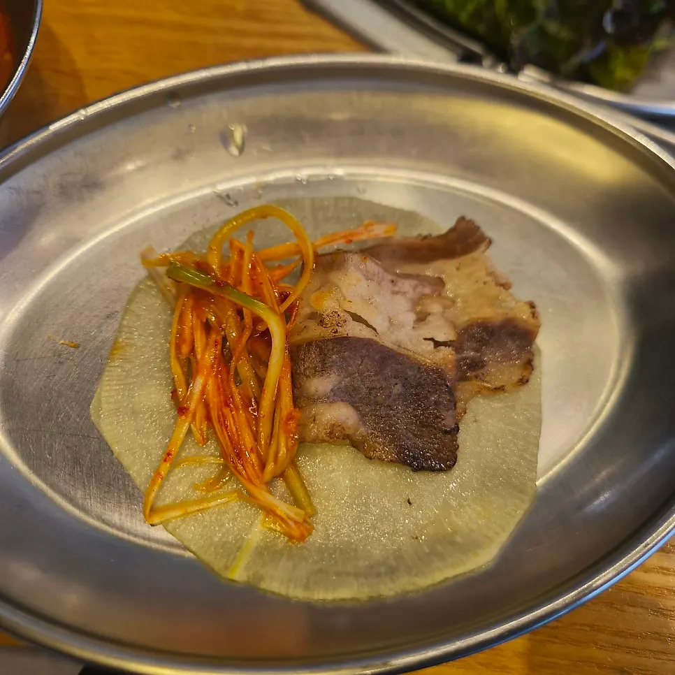 Beef seared almost like frying on the hot plate