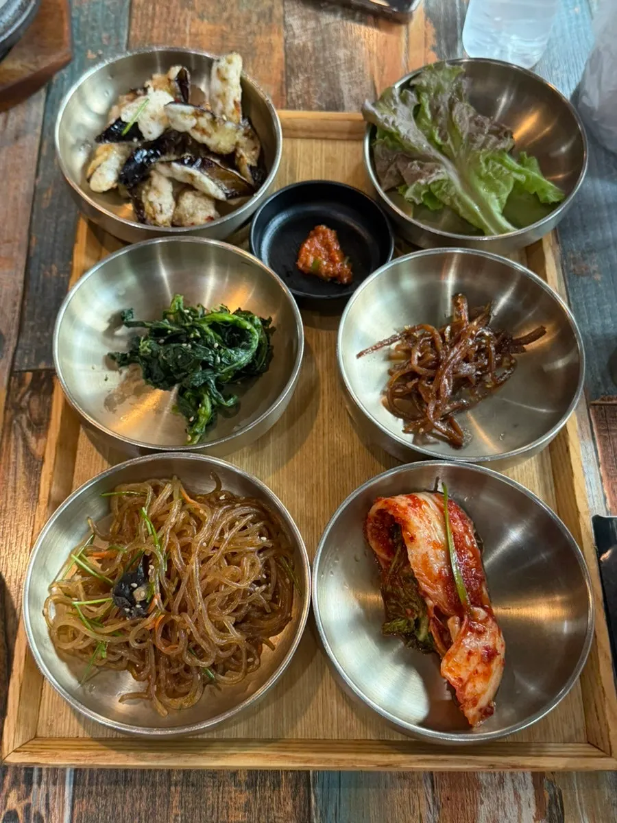 Namul side dishes and braised potatoes