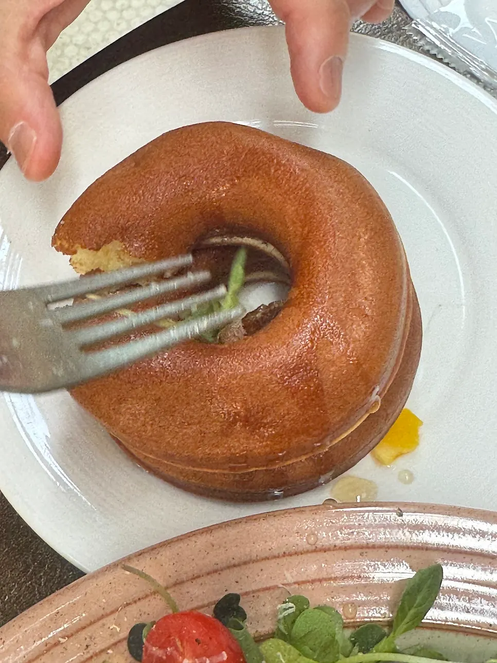 Cross-section of a thickly cut pancake