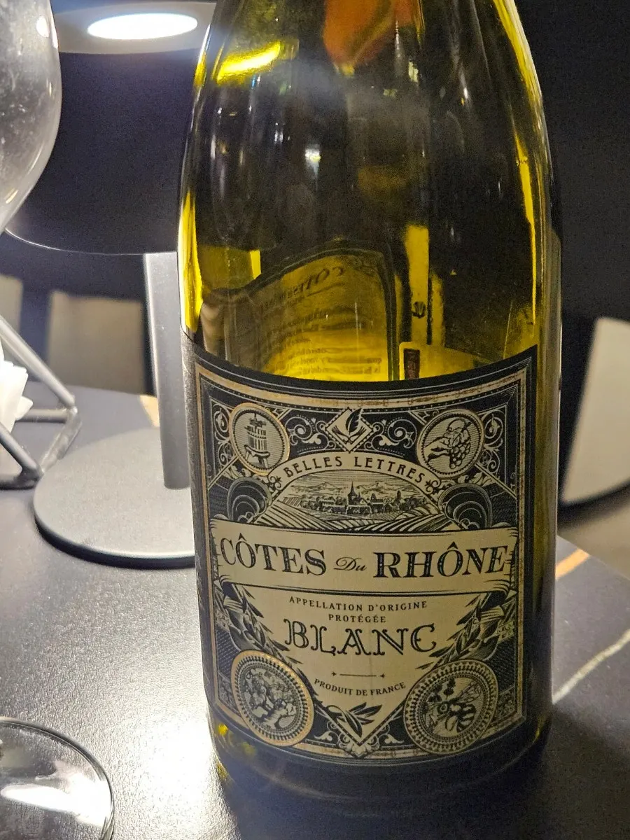 A bottle of white wine ordered at Allegro