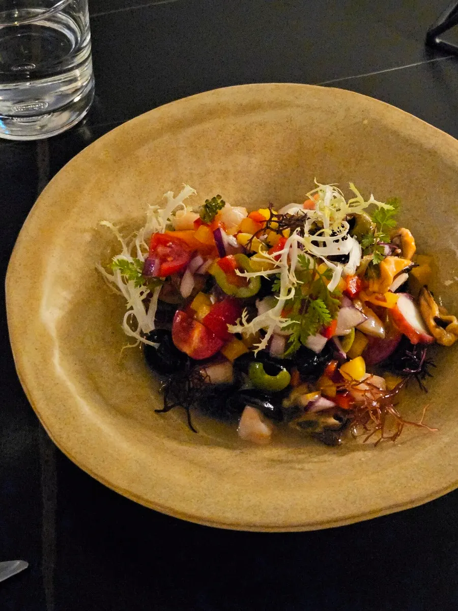 Allegro's seafood salad with octopus, shrimp, and mussels