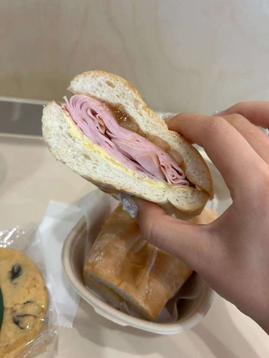 Jambon-beurre with a bite taken out