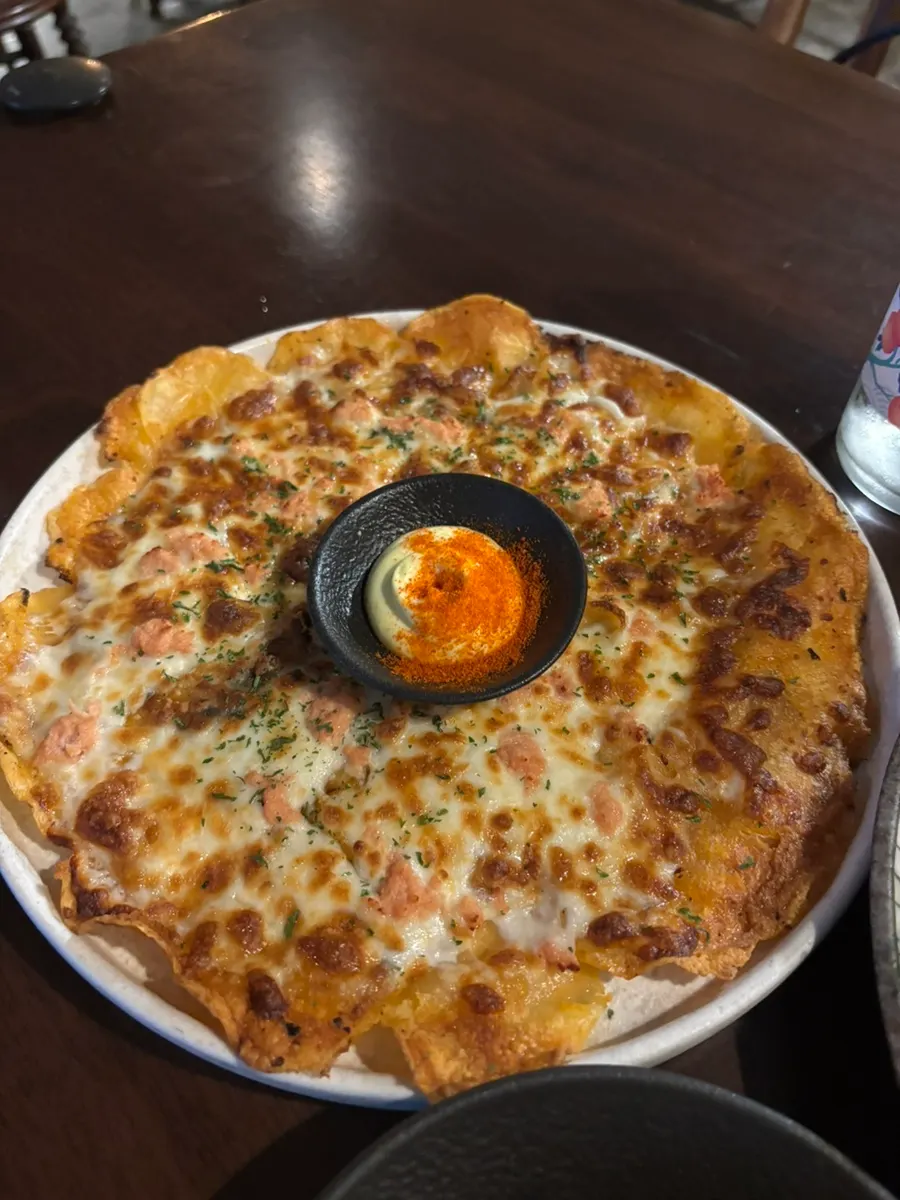 Pollock roe cheese potato jeon piled high with cheese