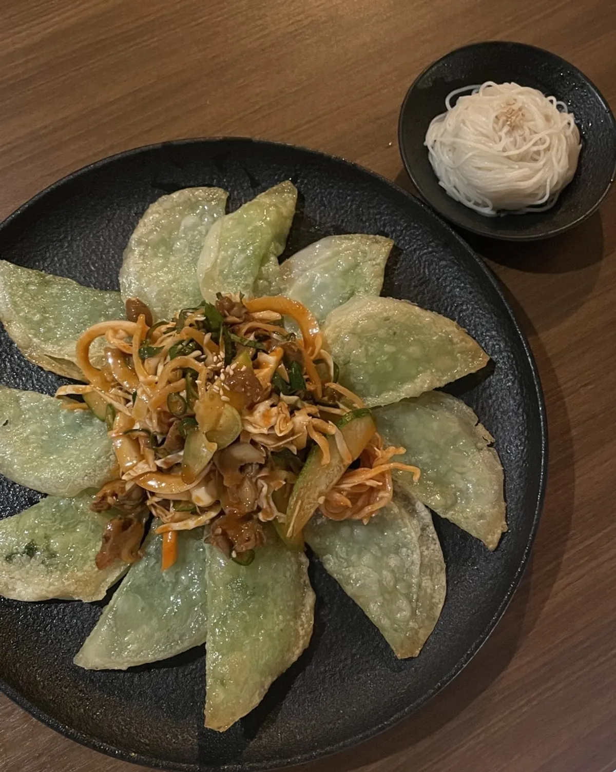 Sea snails with noodles and flat dumplings