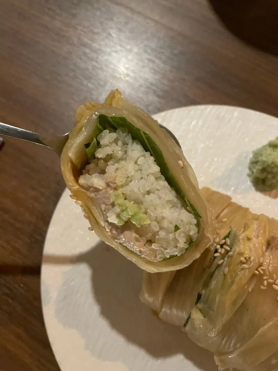 Tuna aged-kimchi rolls