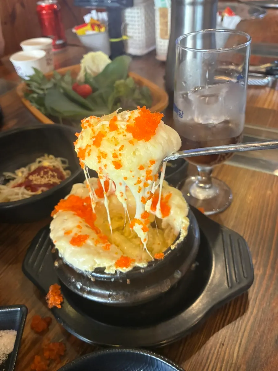 Mozzarella cheese egg custard with stretchy cheese