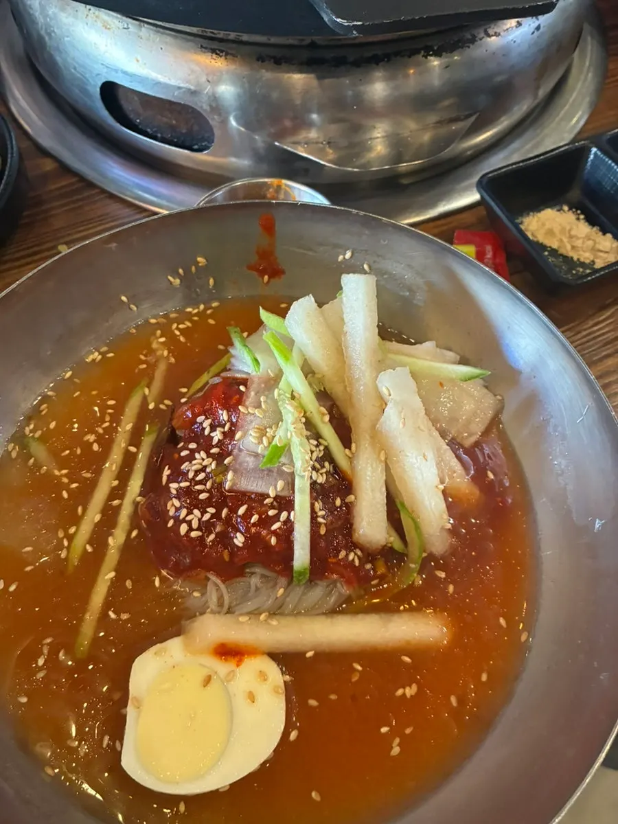 Bibim naengmyeon served at the end of the meal