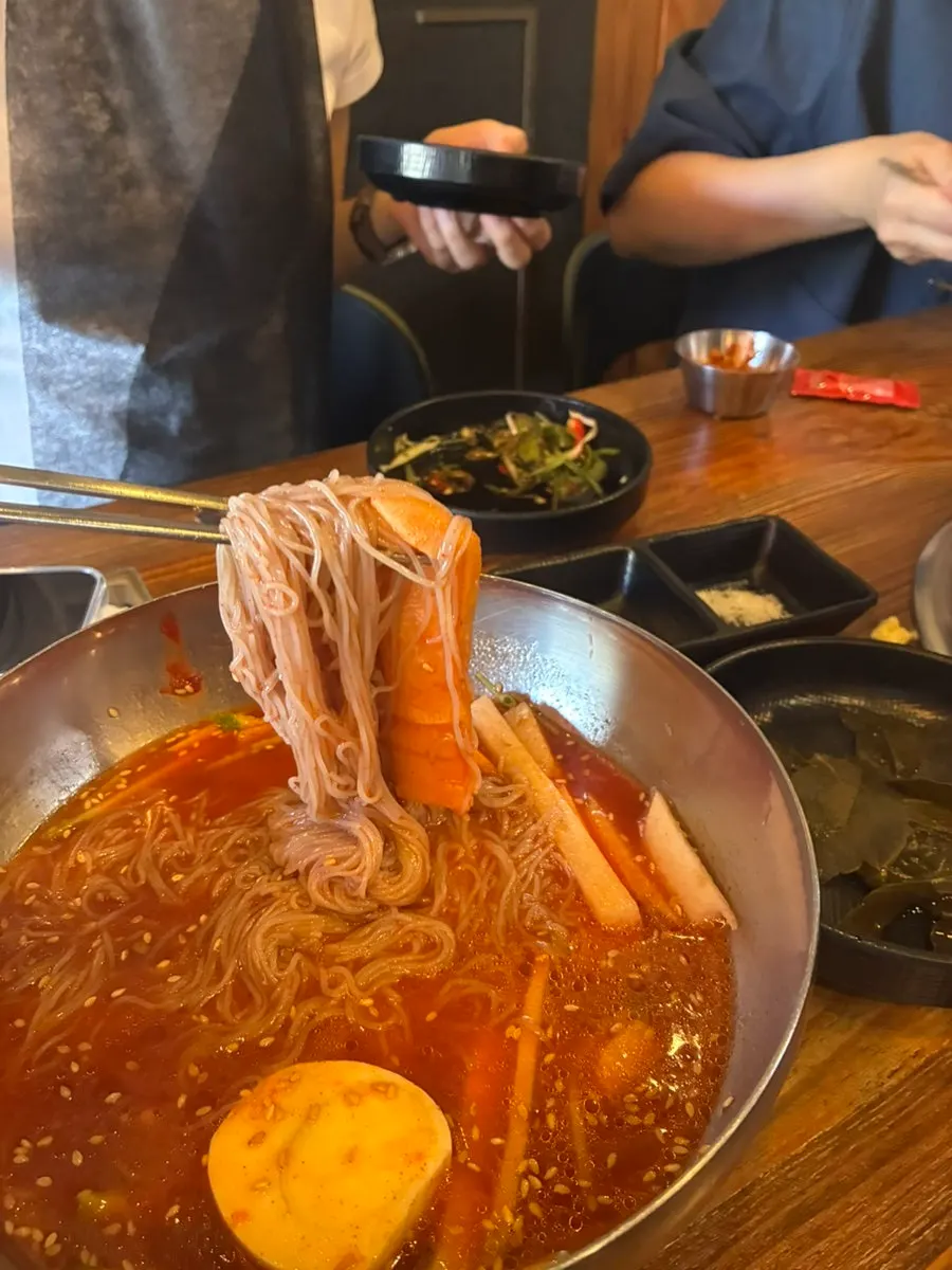 Bibim naengmyeon mixed and ready to eat