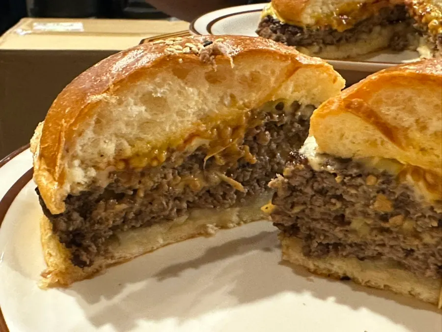 Double cheeseburger with two Korean beef patties