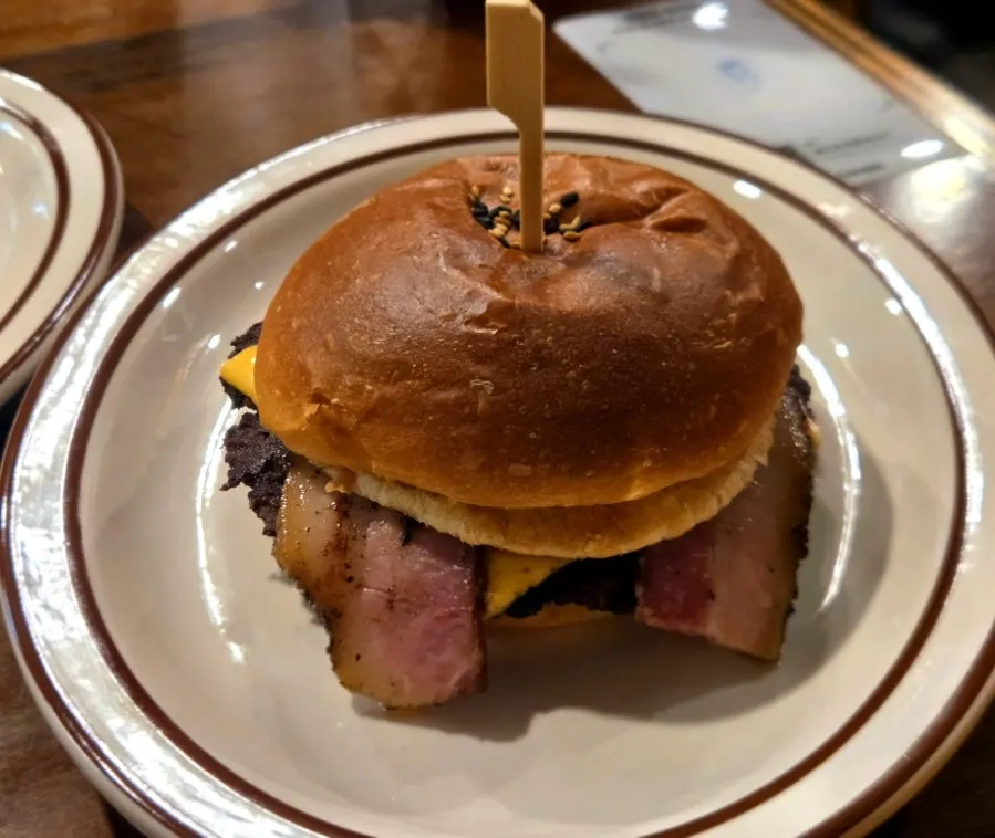 Hawaiian BBQ burger topped with pineapple