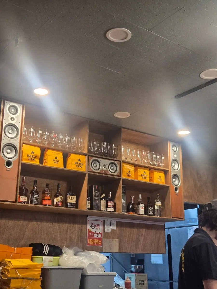 Retro interior with wood tones and yellow color