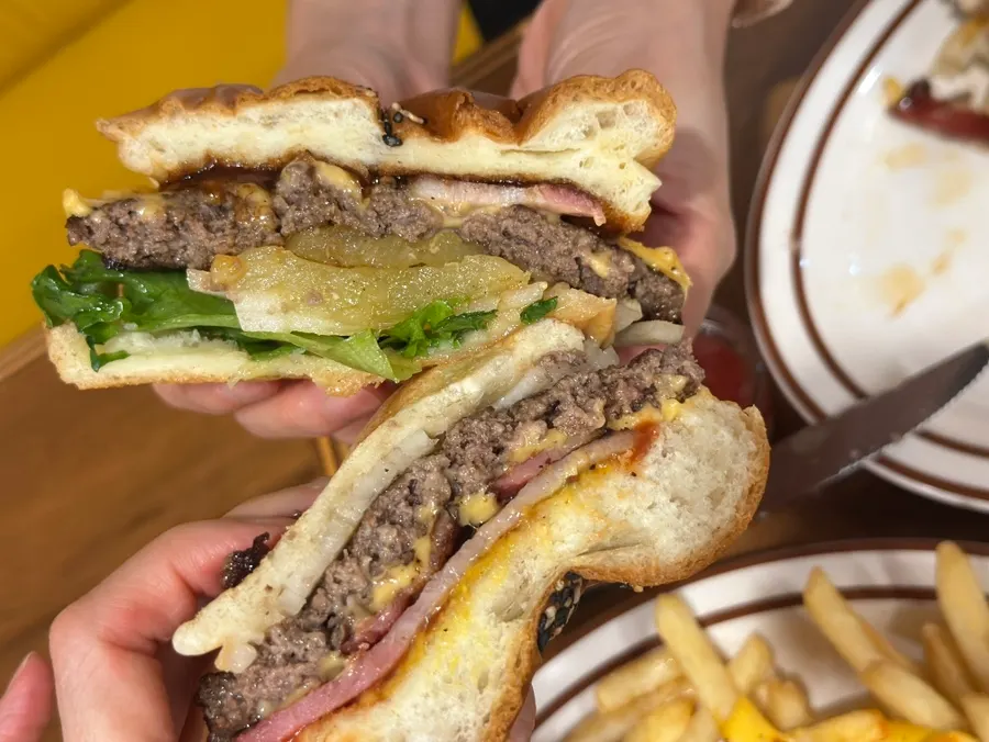 Close-up of Daily Fix Korean beef patty burger