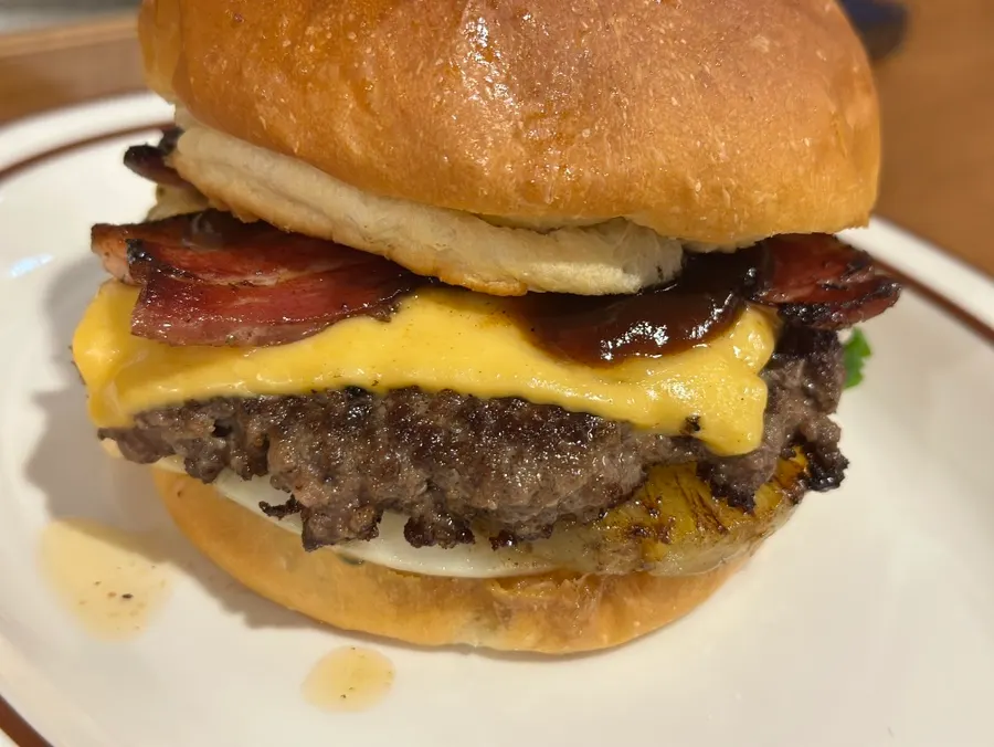 A bite taken out of the classic burger