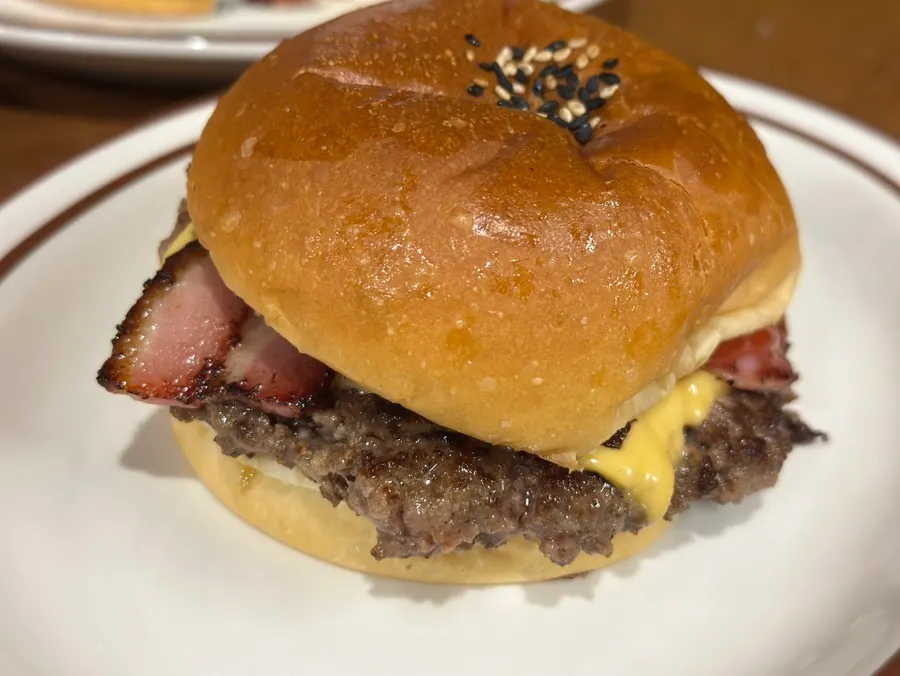 Hawaiian BBQ burger with fries