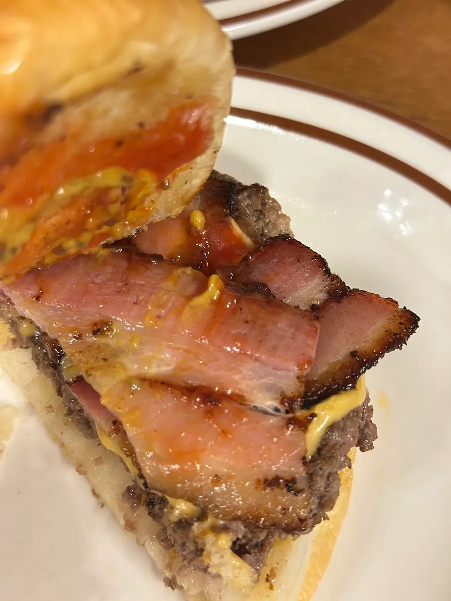 Bacon cheeseburger with house-made bacon