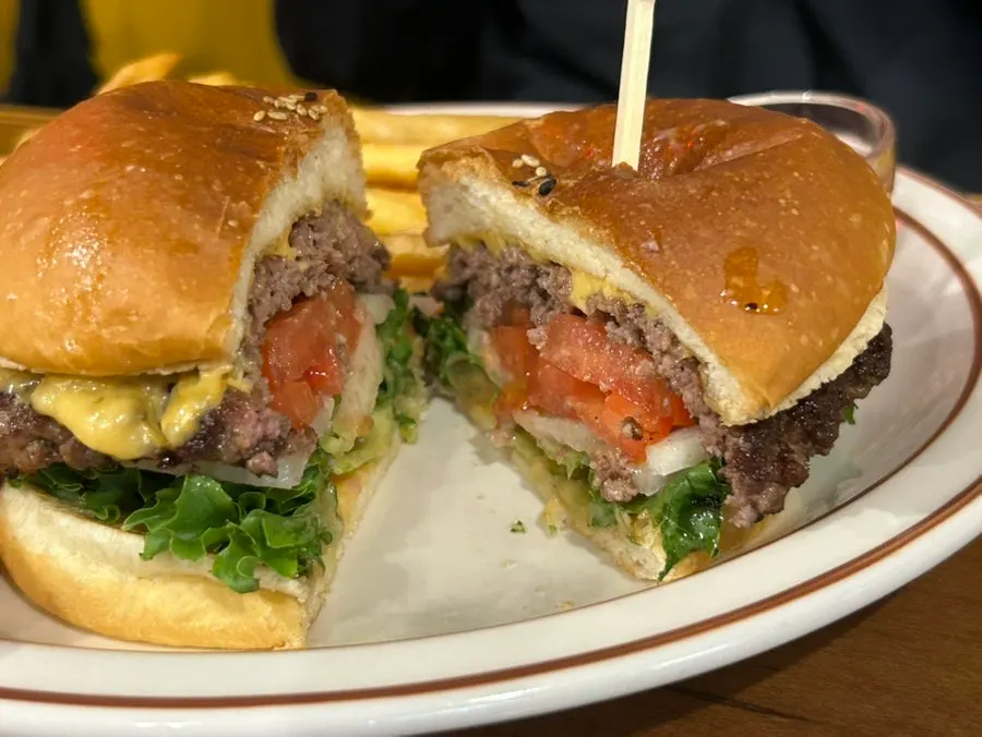 Thick patty and bun of the classic burger