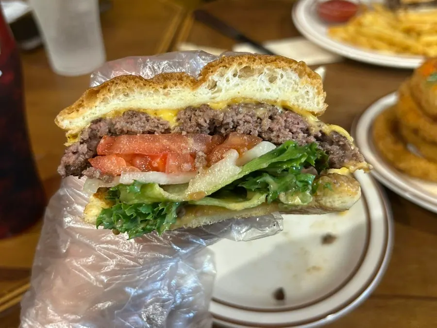 Burger and sandwich placed together on the table