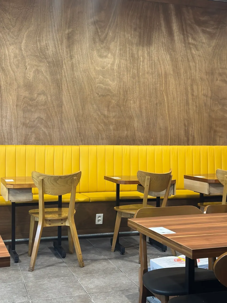 Wood-toned diner-style interior