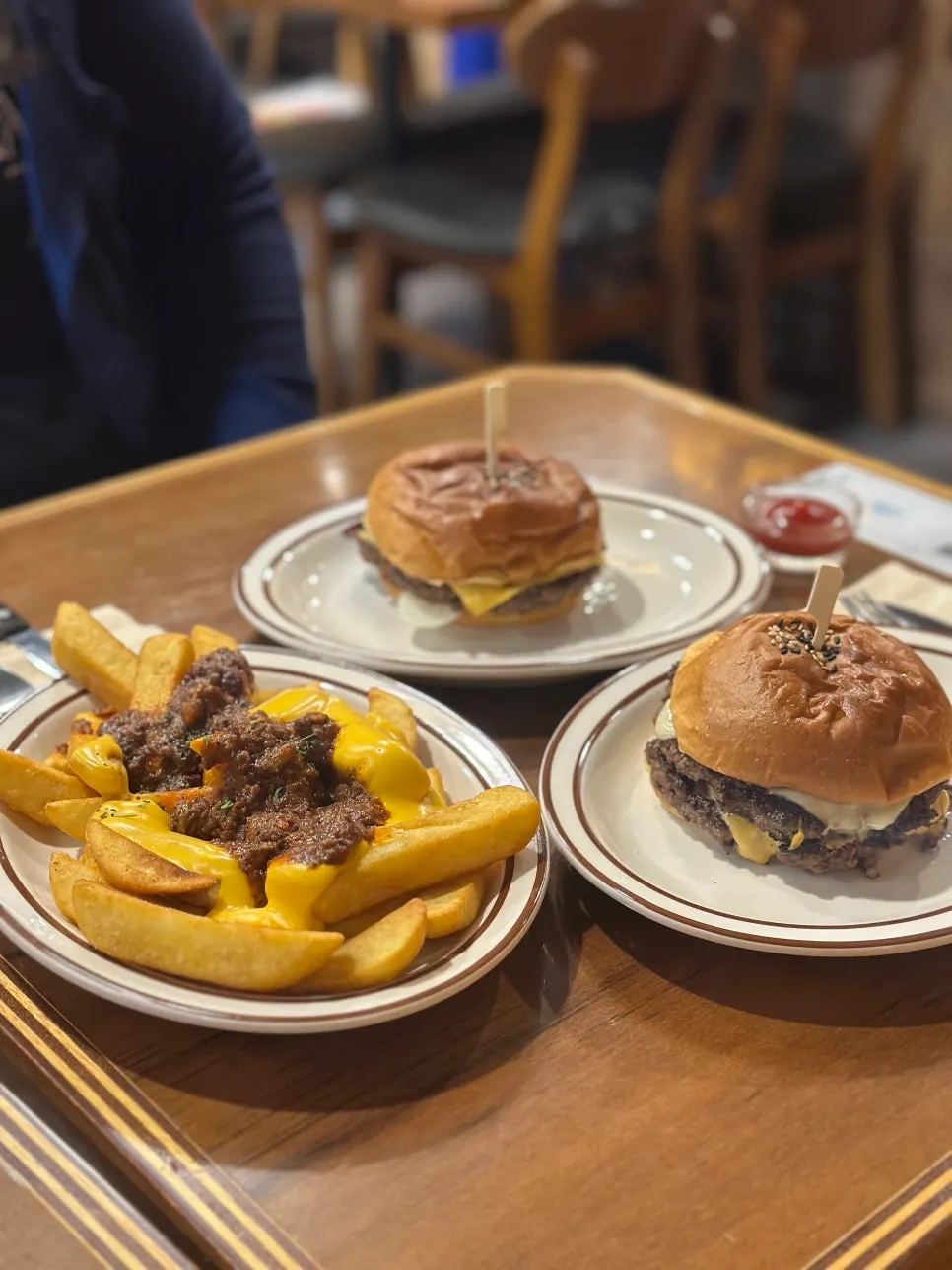 Double cheeseburger and chili cheese fries