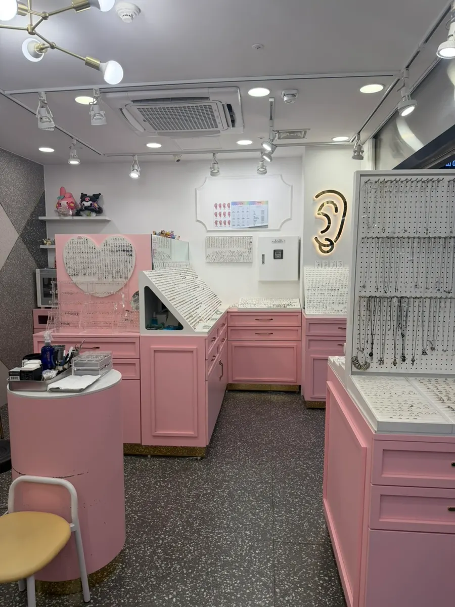 Display case with rings and necklaces and other accessories