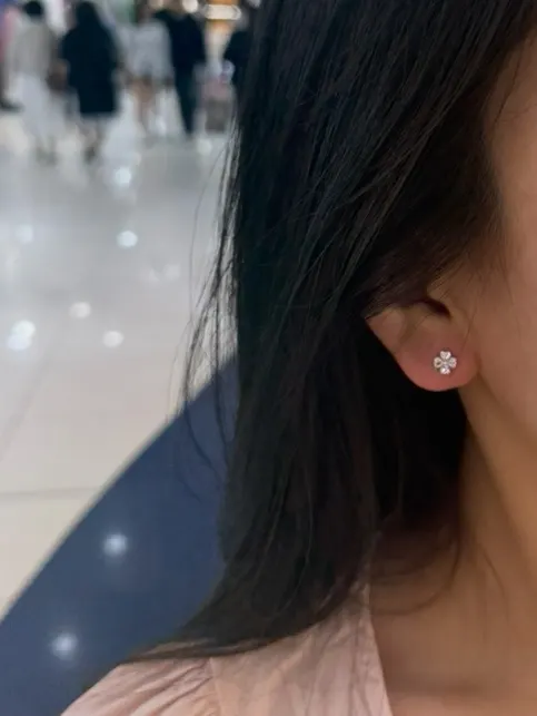 Earlobe and earring right after piercing