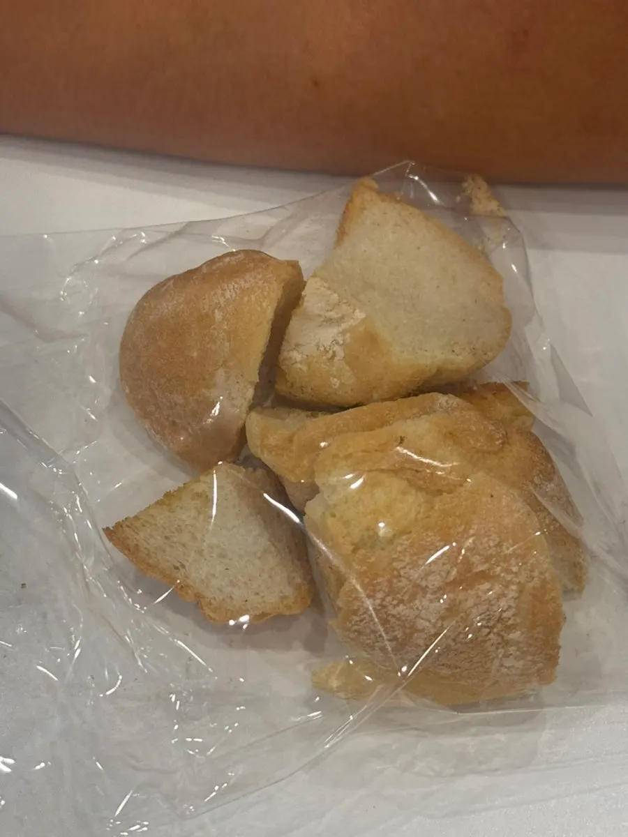 Cream soup served with bread for dipping