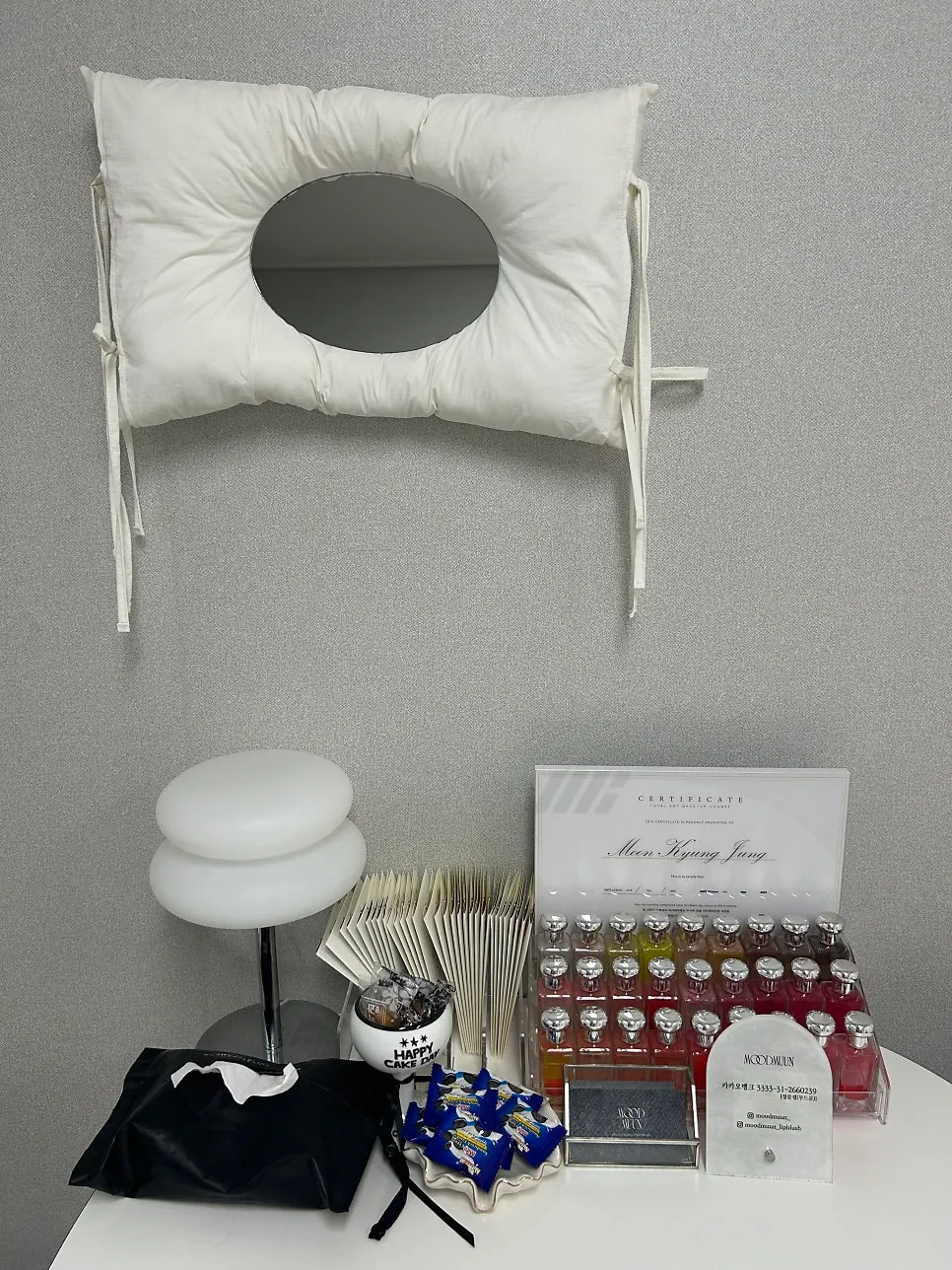 Interior design of the treatment room at Mood Moon Brow
