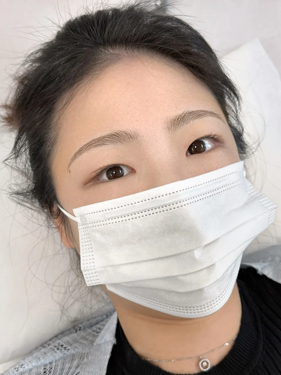 Semi-permanent eyebrow result filling sparse areas