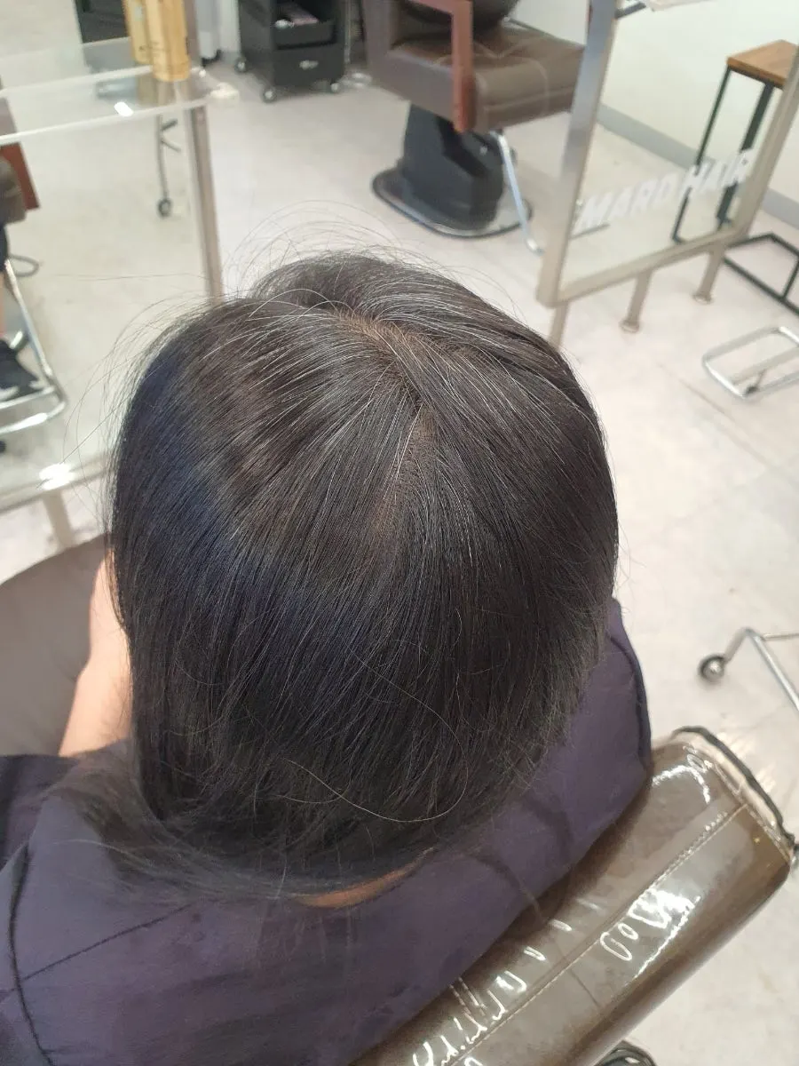 セルフ染めで色がムラになったビフォーの髪