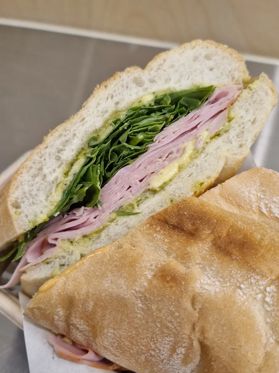 Basil jambon-beurre with basil sauce