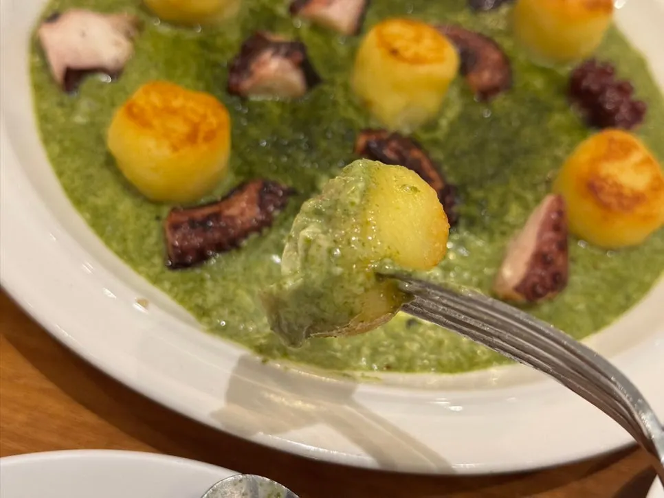 Potato gnocchi and octopus