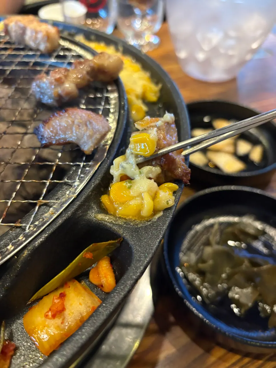 Vegetables grilled alongside the meat