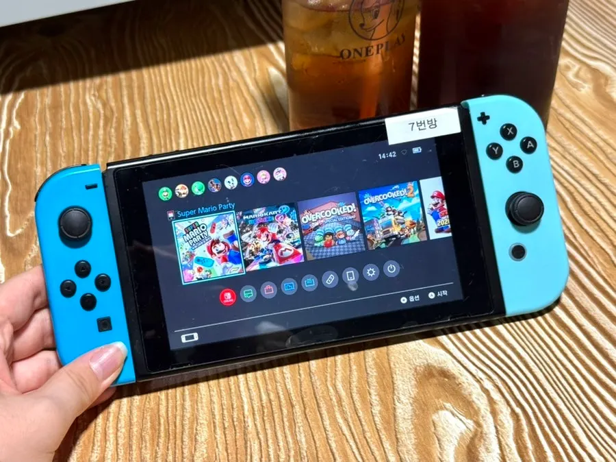 Nintendo game cartridges available to rent at the counter