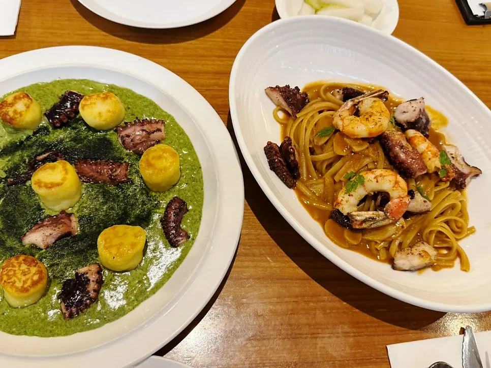 Plate of gamtae pesto octopus gnocchi