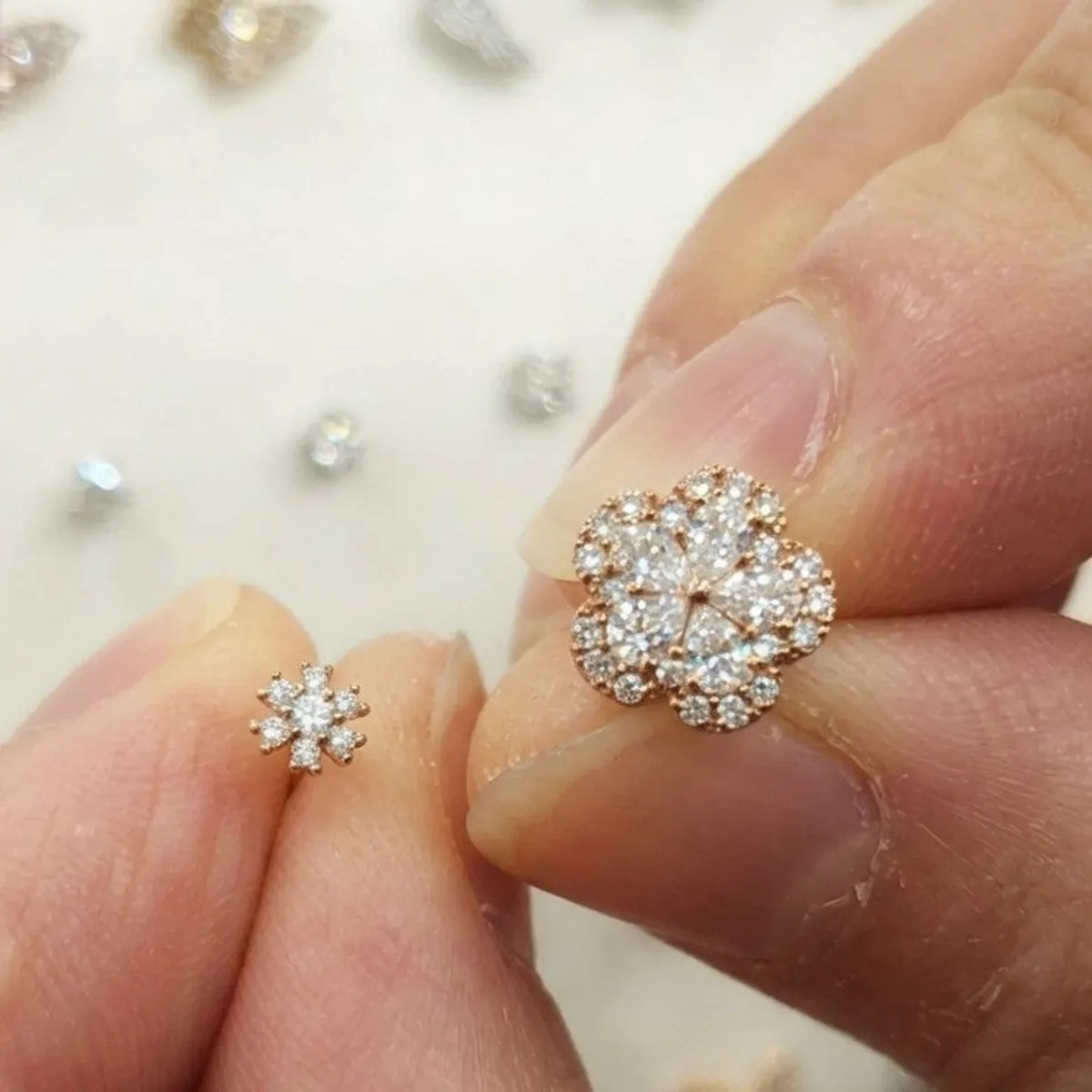 Staff member recommending piercing designs