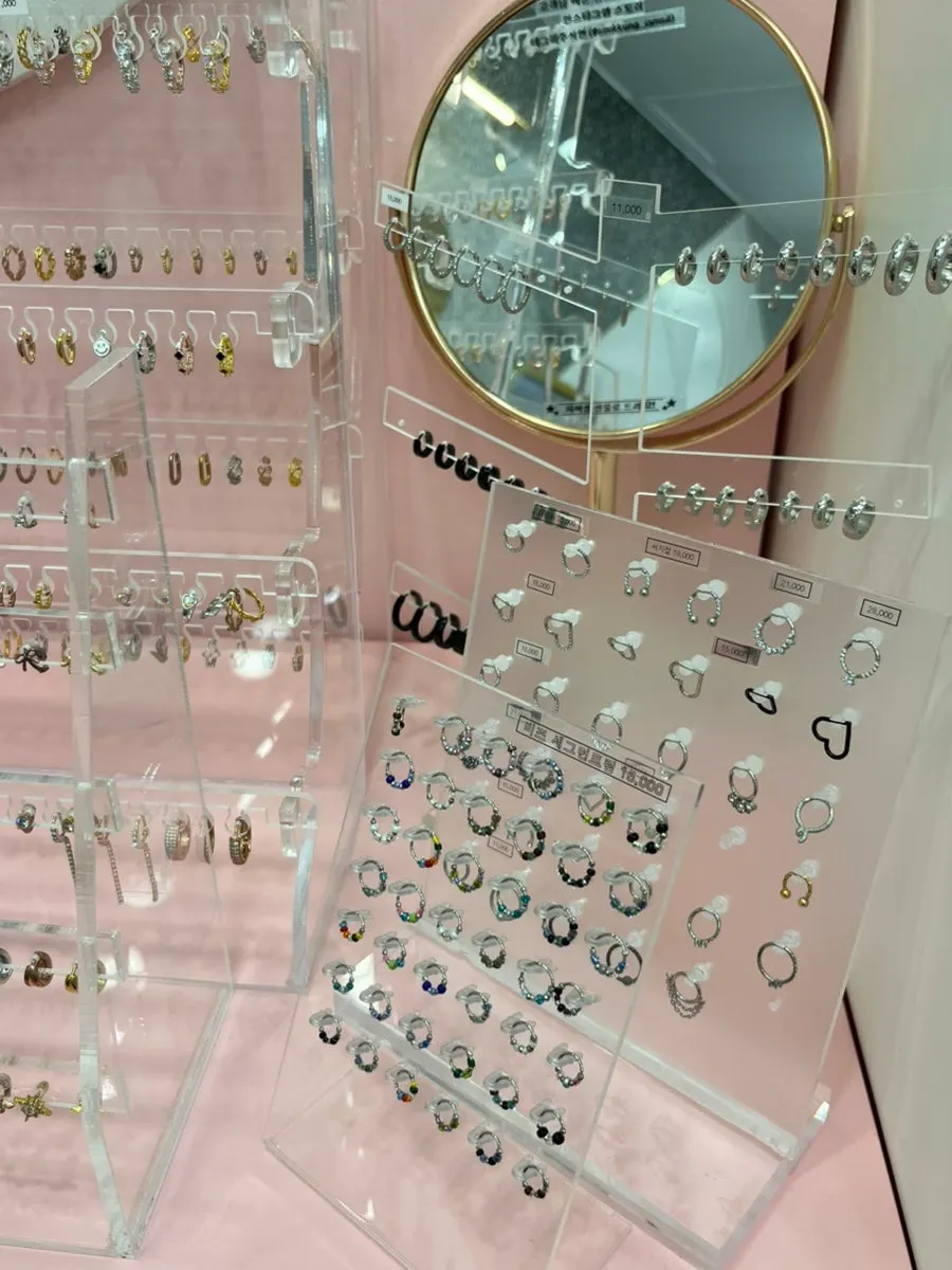 Display case with various accessories