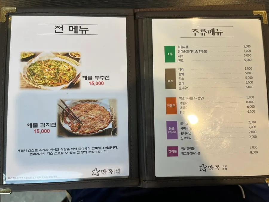 Full view of the restaurant's menu board