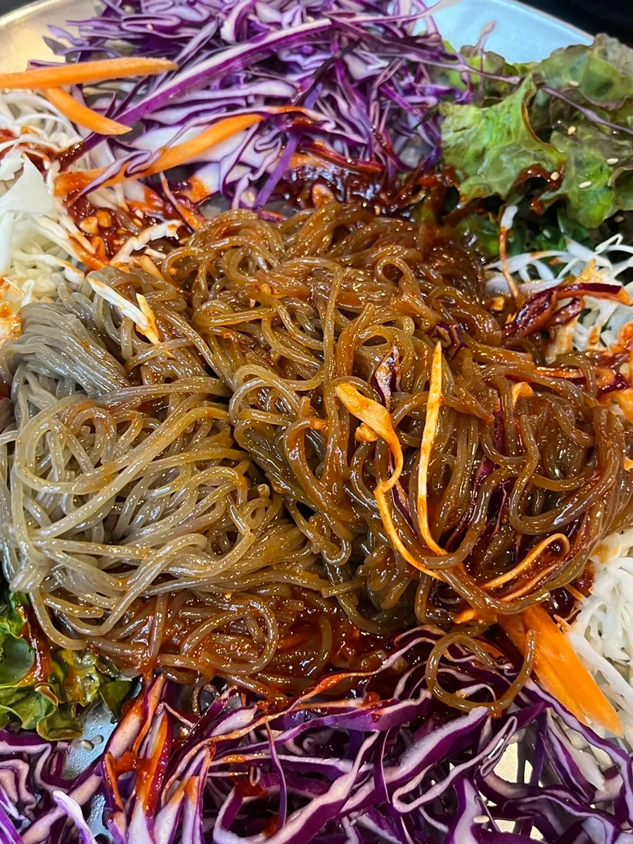 Mixed jaengban makguksu paired with bossam
